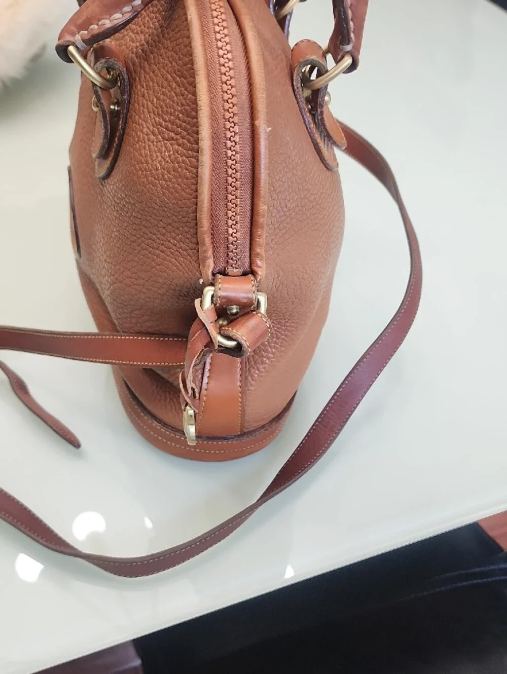 Dooney & Bourke  Chestnut Brown Pebbled Leather Satchel All Weather. No Tag